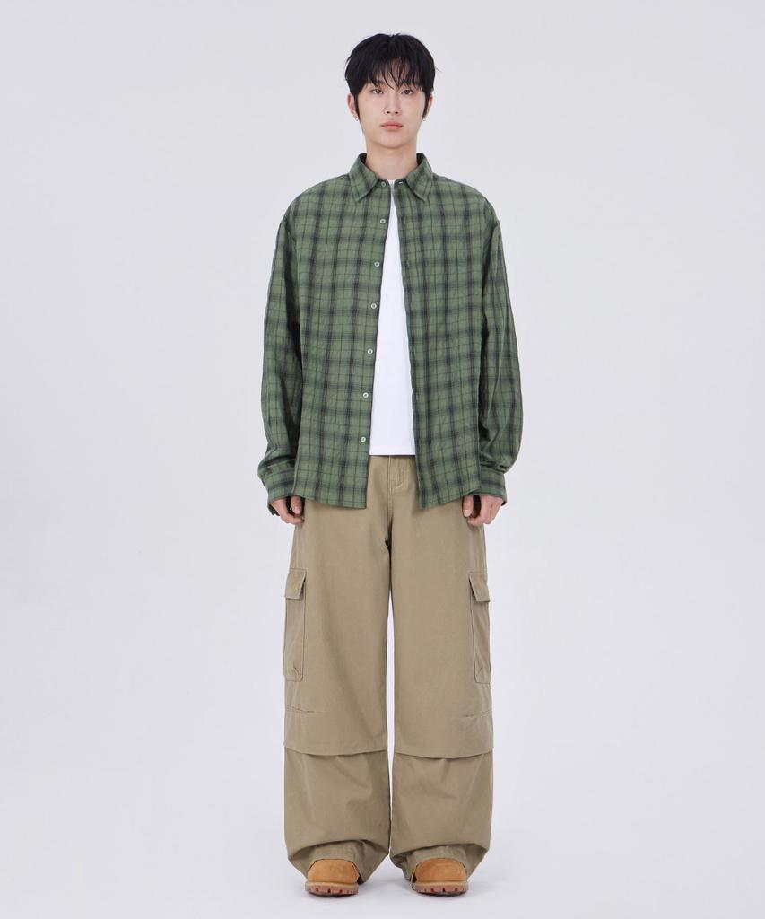 GLW Washed Pocket Parachute Cargo Pants Beige