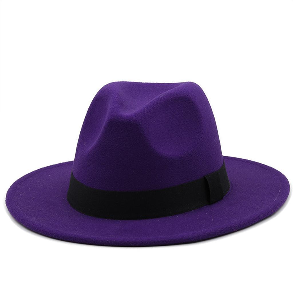 Cappello da jazz, cappello a cilindro, accessori con 3 rivetti, cappello a cilindro tinta unita, cappello largo in lana da uomo e da donna, retrò grande