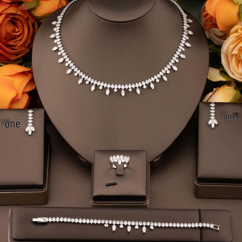 Luxury Marquise Cubic Zirconia Jewelry Set for Weddings