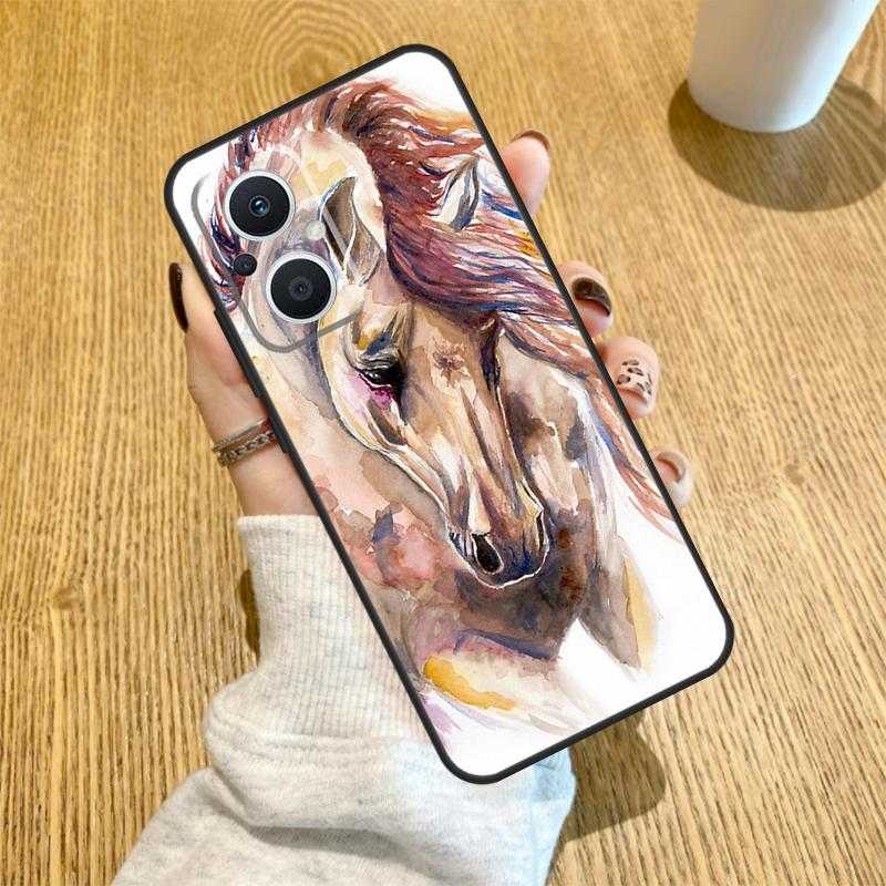 Horse Sketch Funda For OPPO Reno 7 8 Lite 14 F 13F 12F 11F 13 12 11 10 Pro OPPO Find X9 X8 X6 X5 Pro Case