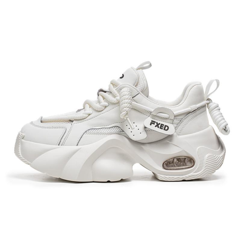 

2024 summer new men s platform dad shoes student casual sports shoes mesh breathable live broadcast versatile men s shoes 44 білий