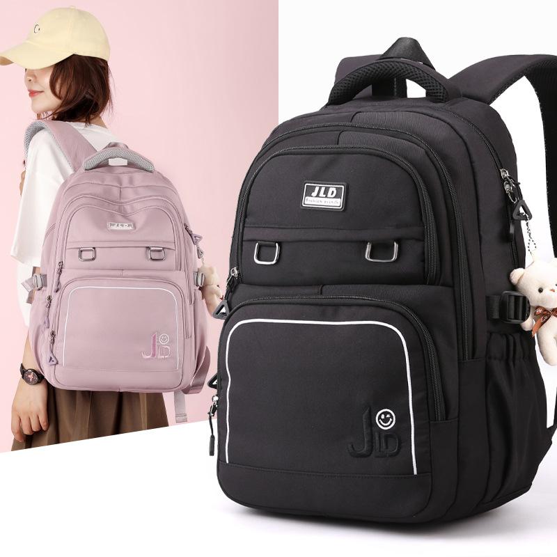 Zaini ultra-leggeri ad alta capacità per studentesse, zaini alla moda per studenti delle scuole medie e superiori, impermeabili in Oxford, tinta unita semplice, borsa da viaggio per libri