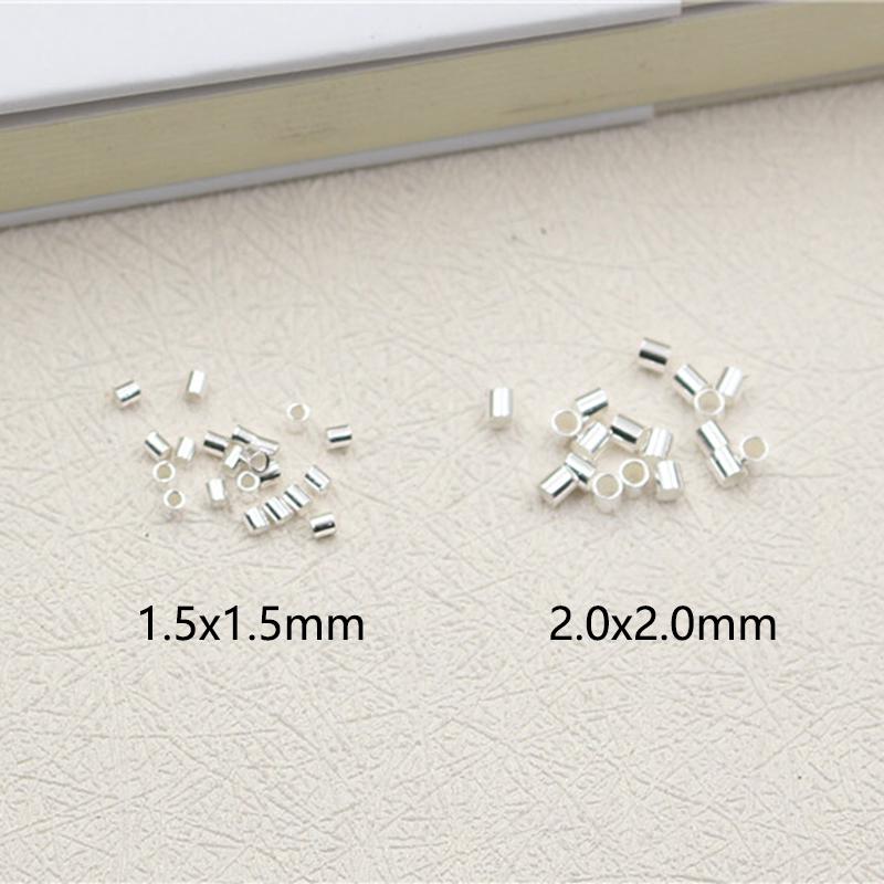 20 Stück 925 Sterling Silber Quetschperlen 1,5 mm 2 mm 2,5 mm Quetschperlen Silber Endkappen für DIY Armband Schmuckherstellung Zubehör