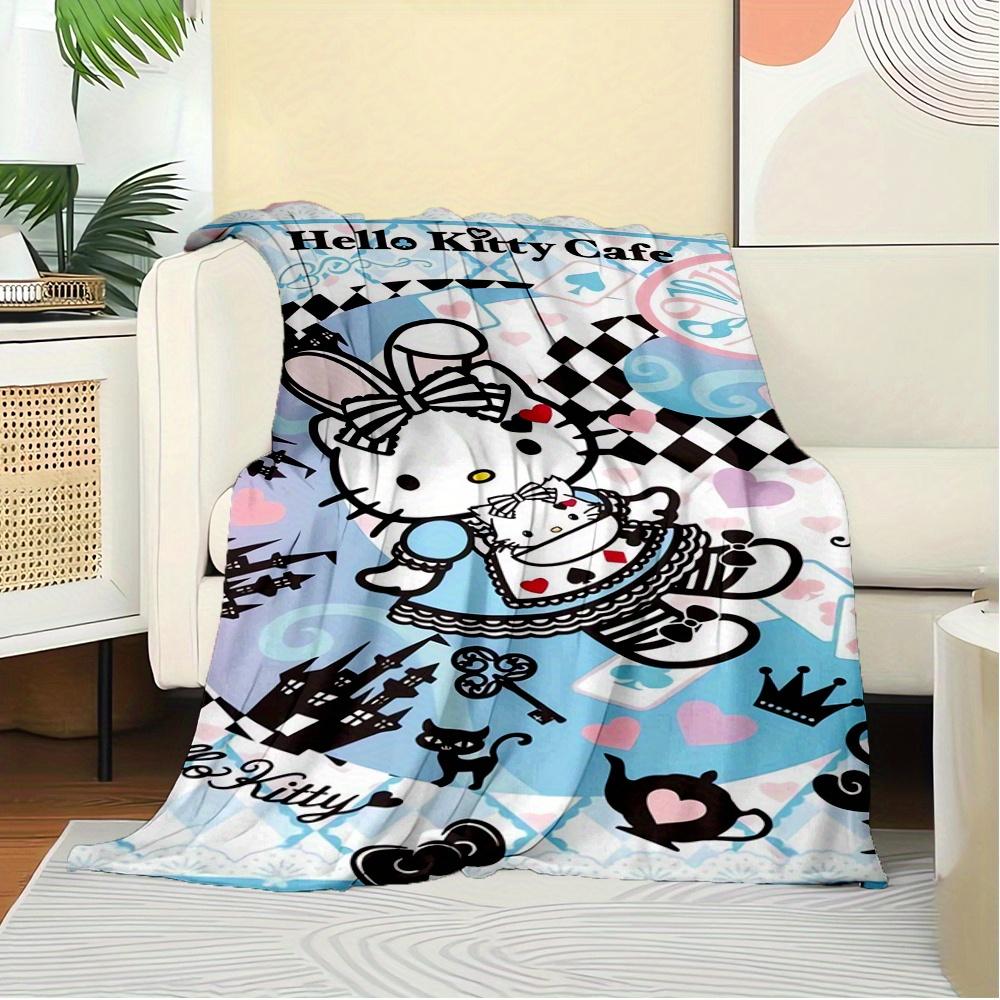 1pc Hello Kitty, Cafe, WonderlandDigital Print Fleece Blanket - Contemporary Style, Suitable for All Seasons, Perfect for Home, Travel, or C