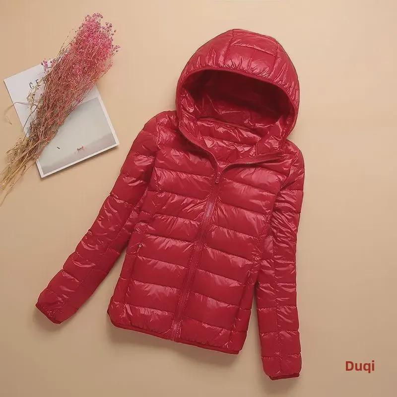 Clearance: Women's Large Hooded Thin Down Cotton Jacket - Short Style, Stand Collar