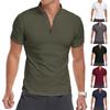Men's Short-sleeved Shirt With Stand-up Collar And Zipper, Slim-fit Basic , Made Of Ice Silk