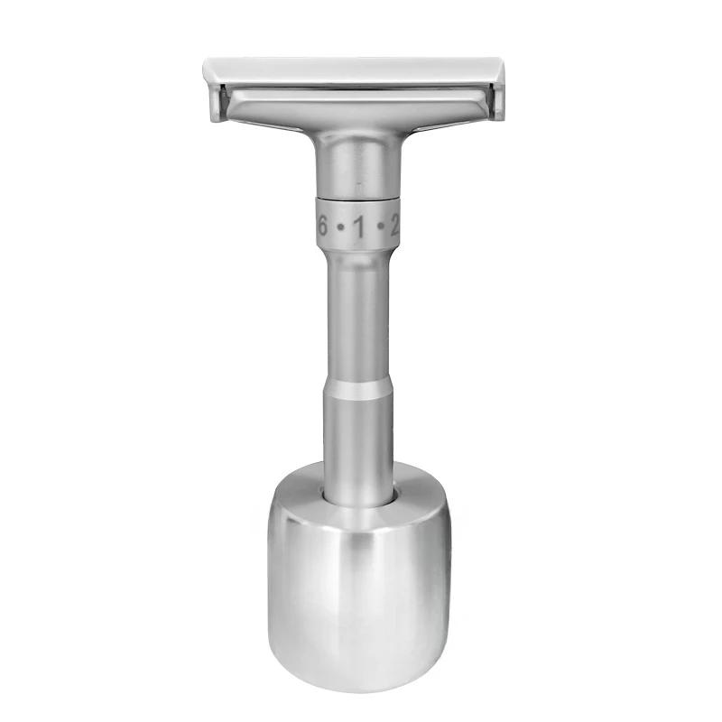 New Adjustable Safety Razor Mens Folding Shaving Double Edge Classic Safety 5 Pcs Titanium Coated Blades And Shaver Holder