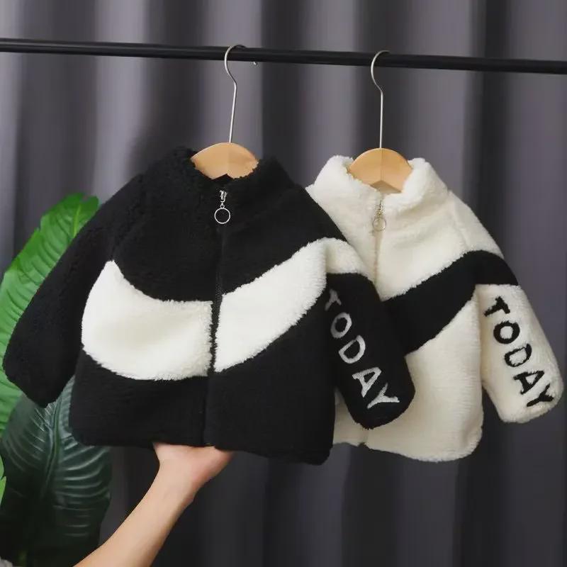 Kinder Warmer Samt Wintermantel: Stilvolles Oberteil aus Imitat-Lammfell für Jungen und Mädchen