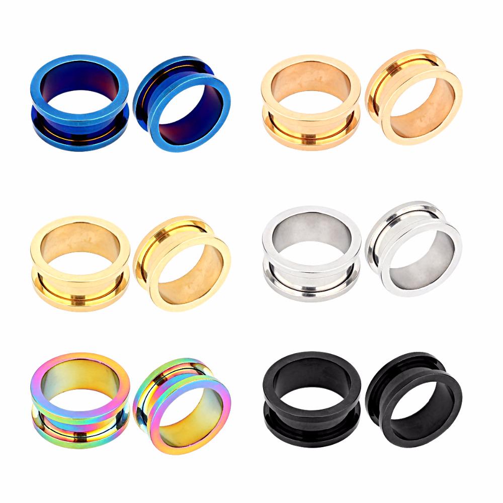 2PCS Ear Gauges Plugs Double Flared Piercing Flesh Tunnel Expanders Stretchers Earring Body Jewelry
