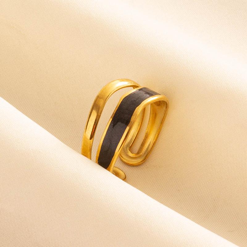 Balck Enamel Gold Plated Heart Fire Evil Eye Stainless Steel Ring Vintage Finger Jewelry Sun Moon Star Rings For Women Men Bague
