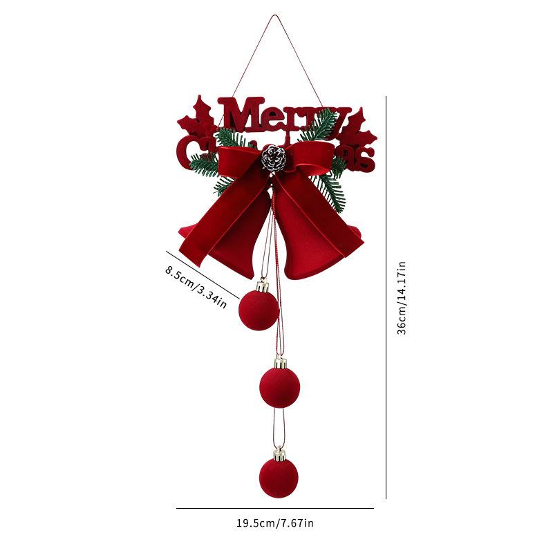 Flocking Christmas Ball Hanging Ornaments Velvet Red Bell Christmas Tree Decoration Pendant Home New Year Party Supplies