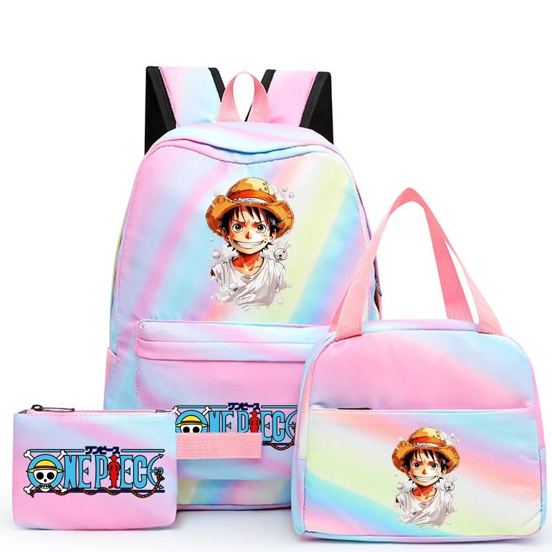 3Pcs/set Anime One Piece Backpack for Girls Boys Back To Schoolbag with Lunch Bag Student Bookbag Men Women Travel Bag Mochil
