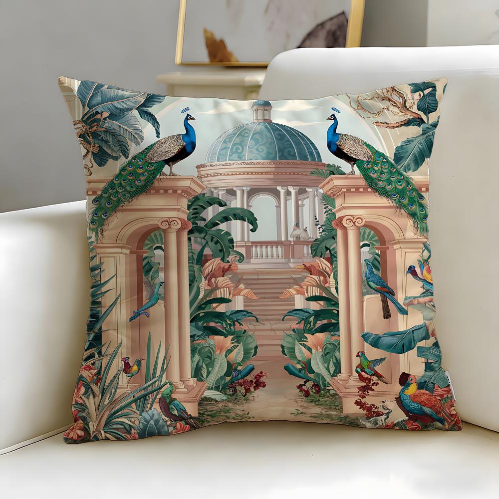 

Hot Mmughal Garden with Peacocking Cushion Cover Soft EasyWash Pillow Case Versatile for Couch Bed Travel and Office 30X30cm