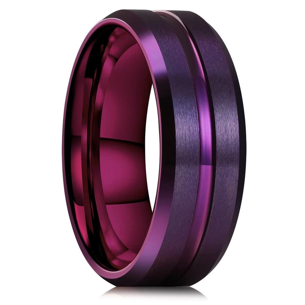 Luxury 8mm Gold Color Men Stainless Steel Wedding Rings Inlay Meteorites Engagement Rings For Men Party Jewelry Drop Shipping