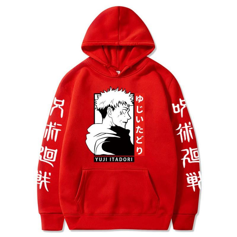 Anime Jujutsu Kaisen Hooded Sweatshirt Men Women Cotton-Lined Oversized Pullover With Printed Design