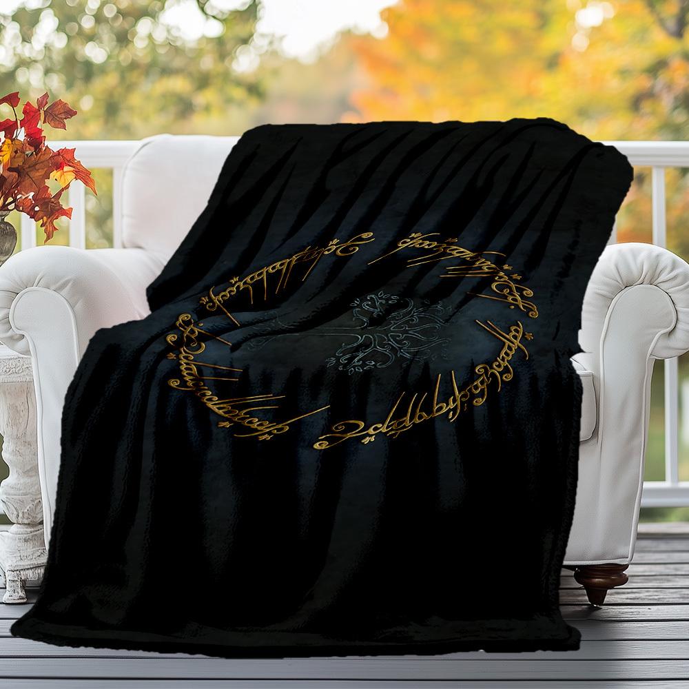 1pc One Ring, Elvish Script, Tree of Gondor  - Throw Blanket, Soft, Flannel Blankets, Living Room,  All Seasons Use-1021211