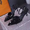 Fashion 2025 New  French High Heels Women's New Stiletto Pointed Toe Hollow Sandals Fashion Sequin Heeled Sandals Sanda
