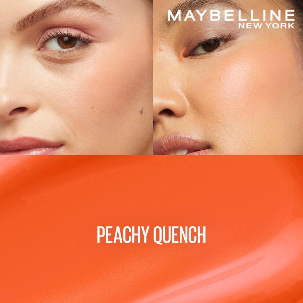 Maybelline New York Sunkisser Hazy Matte Blush Peachy Quench 34, 12H Liquid Cheek Color Lightweight Blendable 4.7ml Pack For Radiant Glow