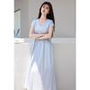 VICTORIA&VERA Summer V-Neck Drop-Shoulder Tie-Waist Midi Dress