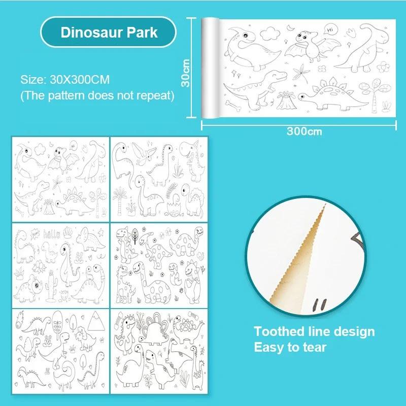 Graffiti Children'S Scrolls Extra Long Colored Drawing Paper Kindergarten Baby Colored Scrolls Self Adhesive Not Damaging