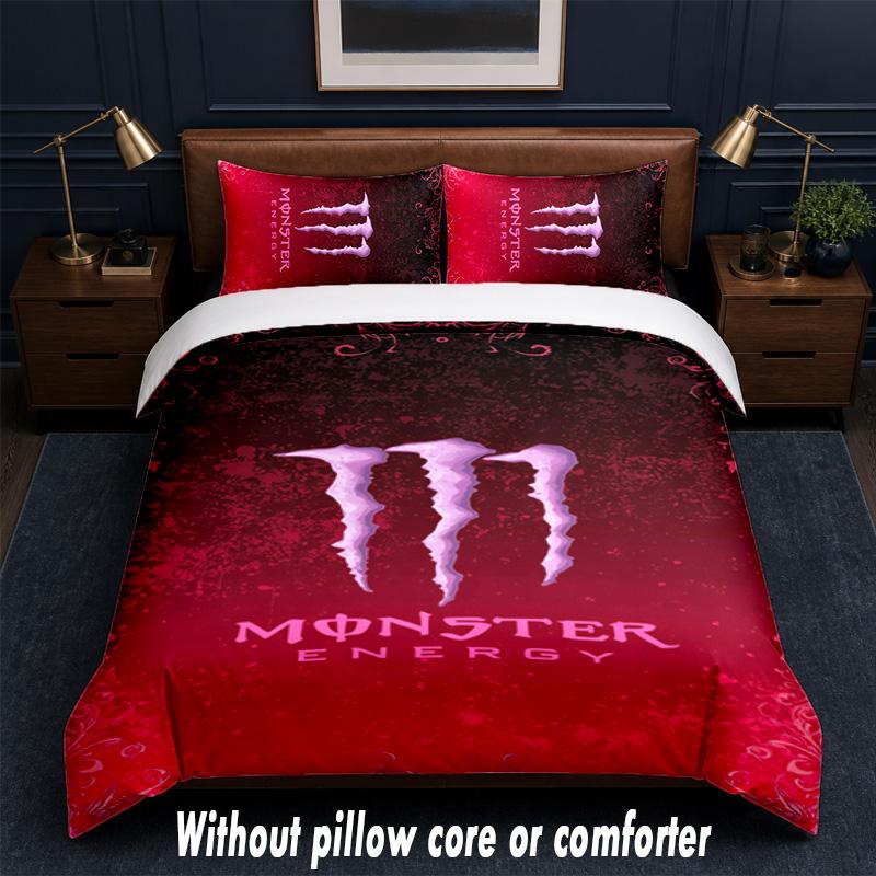 Set Biancheria da Letto Design Monster Energy 1 Copripiumino + 2 Federe Morbido Traspirante Biancheria da Letto per la Casa