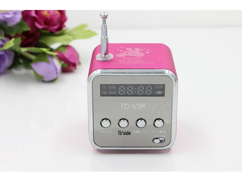 

TD-V26 Міні Bluetooth-колонка з екраном для ноутбука та MP3-плеєра Bluetooth Version рожевий