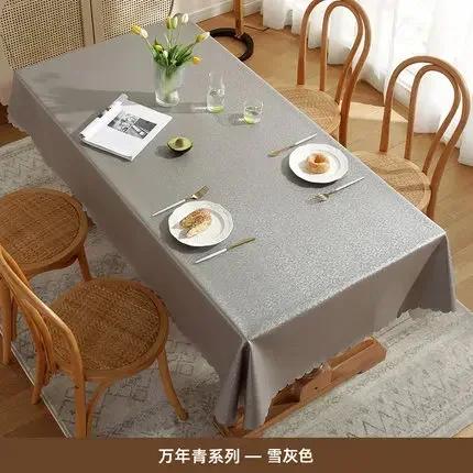 Waterproof Heat-resistant Dining Table Mat Fabric European Style Hotel Home Rectangular Tablecloth PU Printed Round Table Cloth