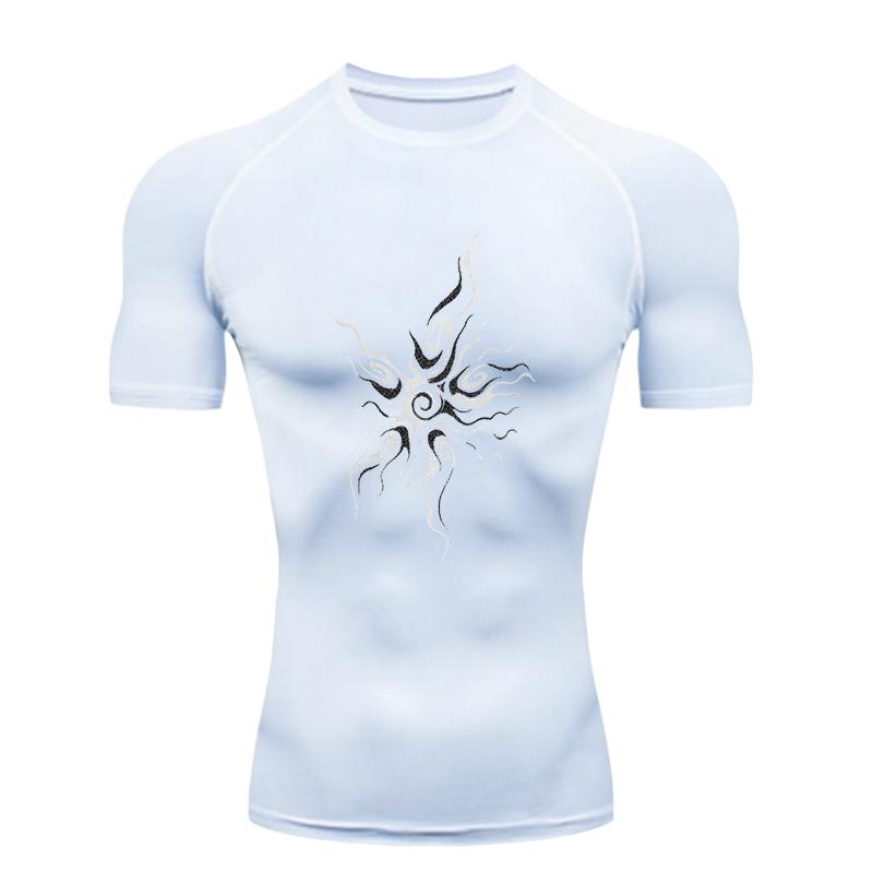 Flame Design Men Sports T-shirt Training Fitness Compression Workout T-Shirt Rashguard Sports Men's Short Sleeve Rashguard