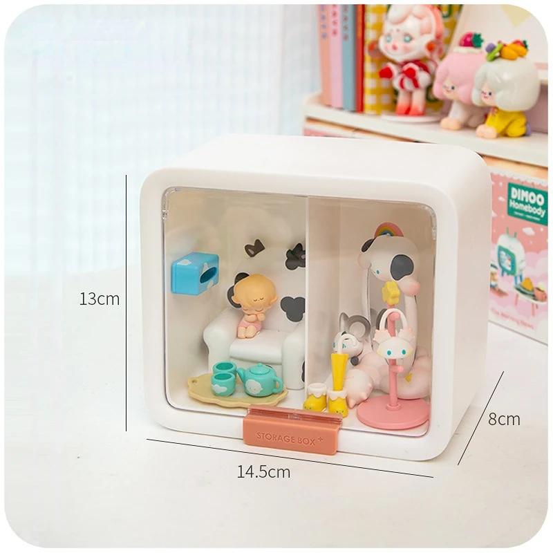 

Rectangle Box Storage Box Japanese Q Version Anime Figure Model Toy Doll Collection Display Stand Organizer Case for Dimoo Home белый