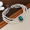 Korean Retro Pearl Diamond Fringed Neck Chain Internet Celebrity Temperament Design Sense Flower Bow Collarbone Chain Necklace Female