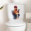 Creative Rooster Watching Phone Toilet Lid Sticker for Bathroom Cabinet Wall Decor