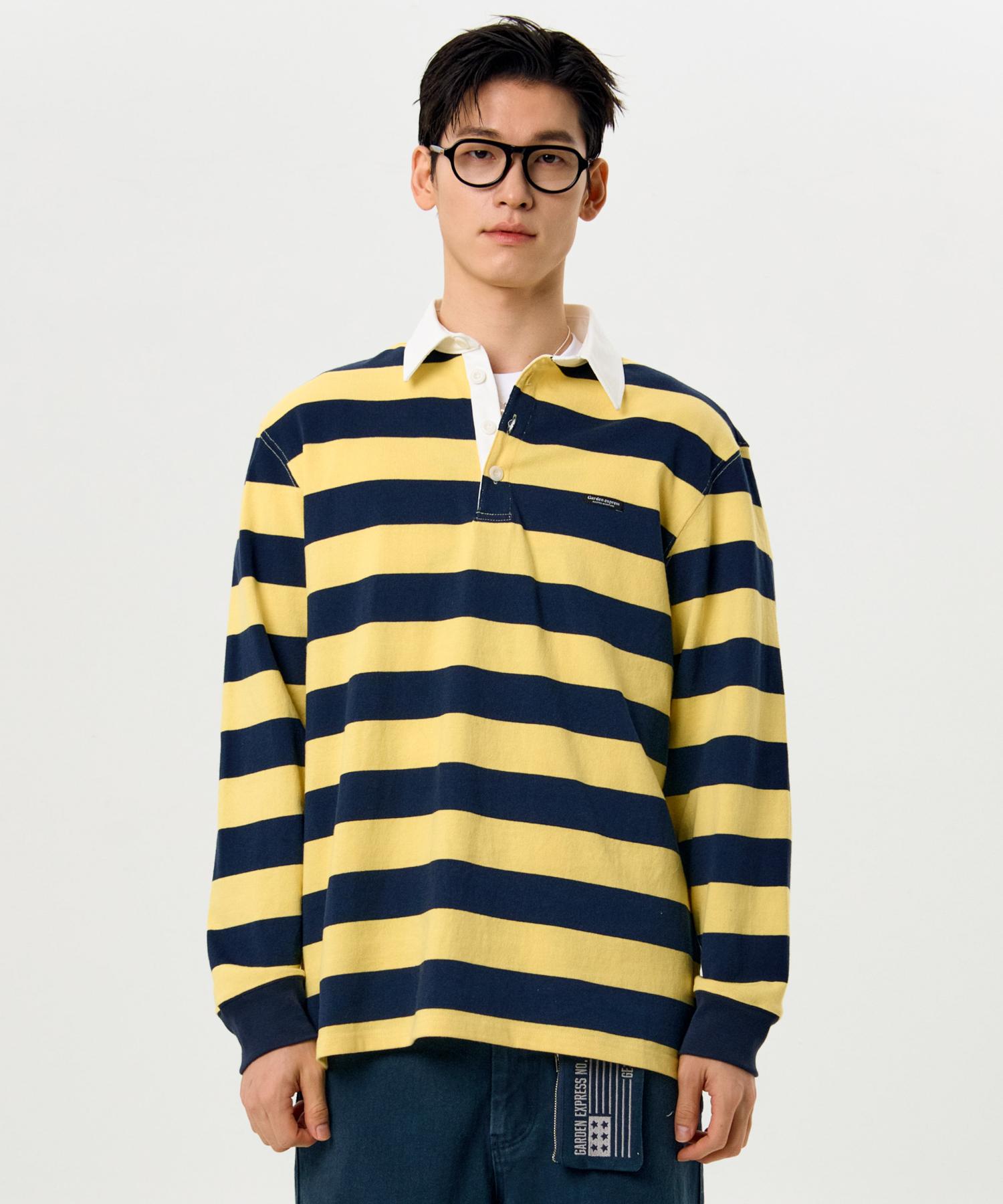 Bold Stripe Rugby T-Shirt (Yellow Mix) Yellow Mix/L