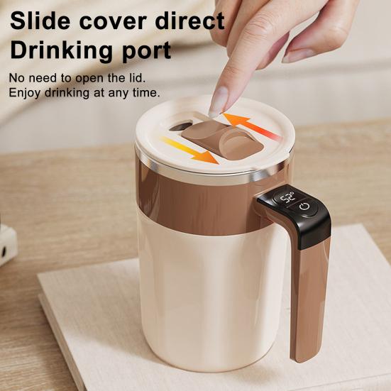 Automatic Stirring Coffee Cup with Real-Time Temperature Display Rechargeable Self-Stirring Mug Double-Wall Insulated 316 Stainless Steel Coffee Cup