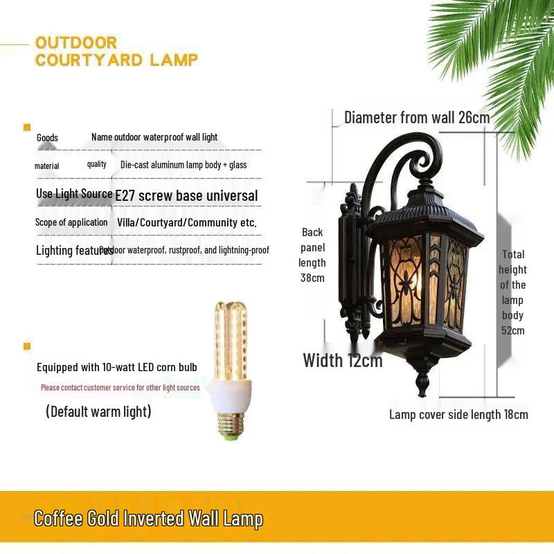 

Vintage American Outdoor LED Wall Lamp with Glass and Acrylic Design