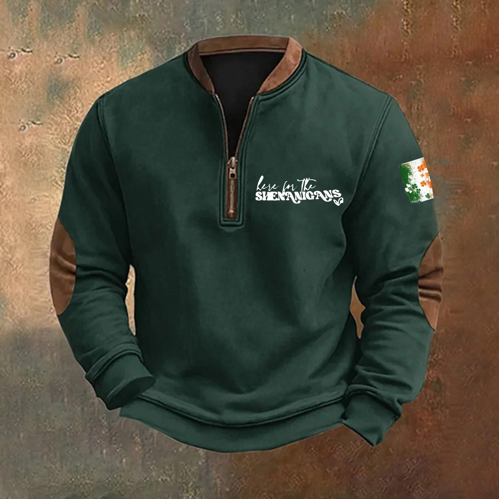 

Мужская мода повседневная с воротником-молнией и длинным рукавом, свободная, на Новый год. Толстовка с капюшоном с принтом Патрика L армия зеленый