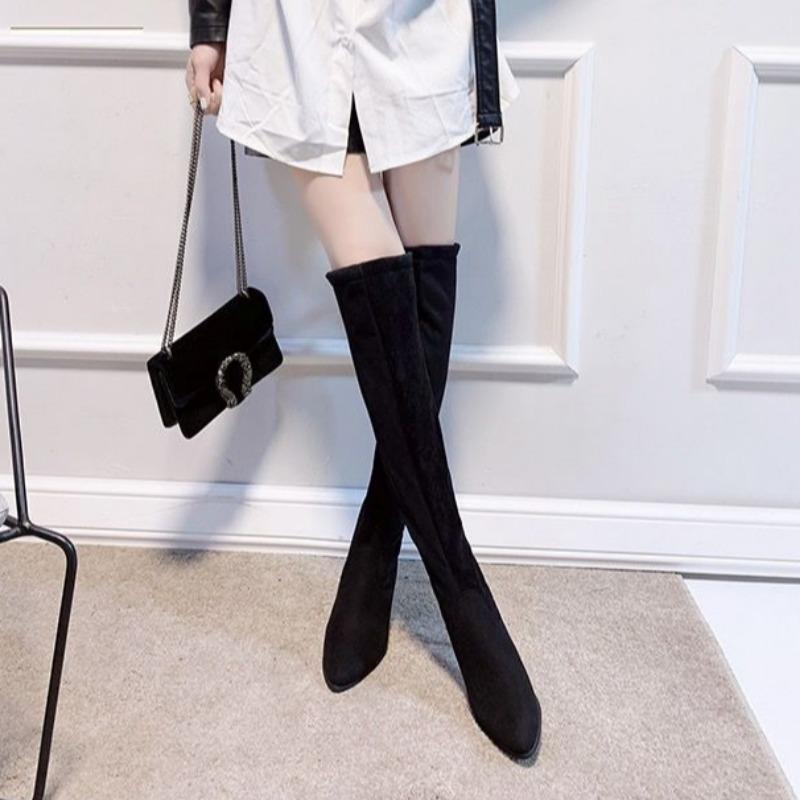 Fashion Above Over The Knee Ladies High Shaft Shoes Elegant Heeled Thigh Fur Pointed Toe Heels Women's Long Boots Trend 2024 Fashion New