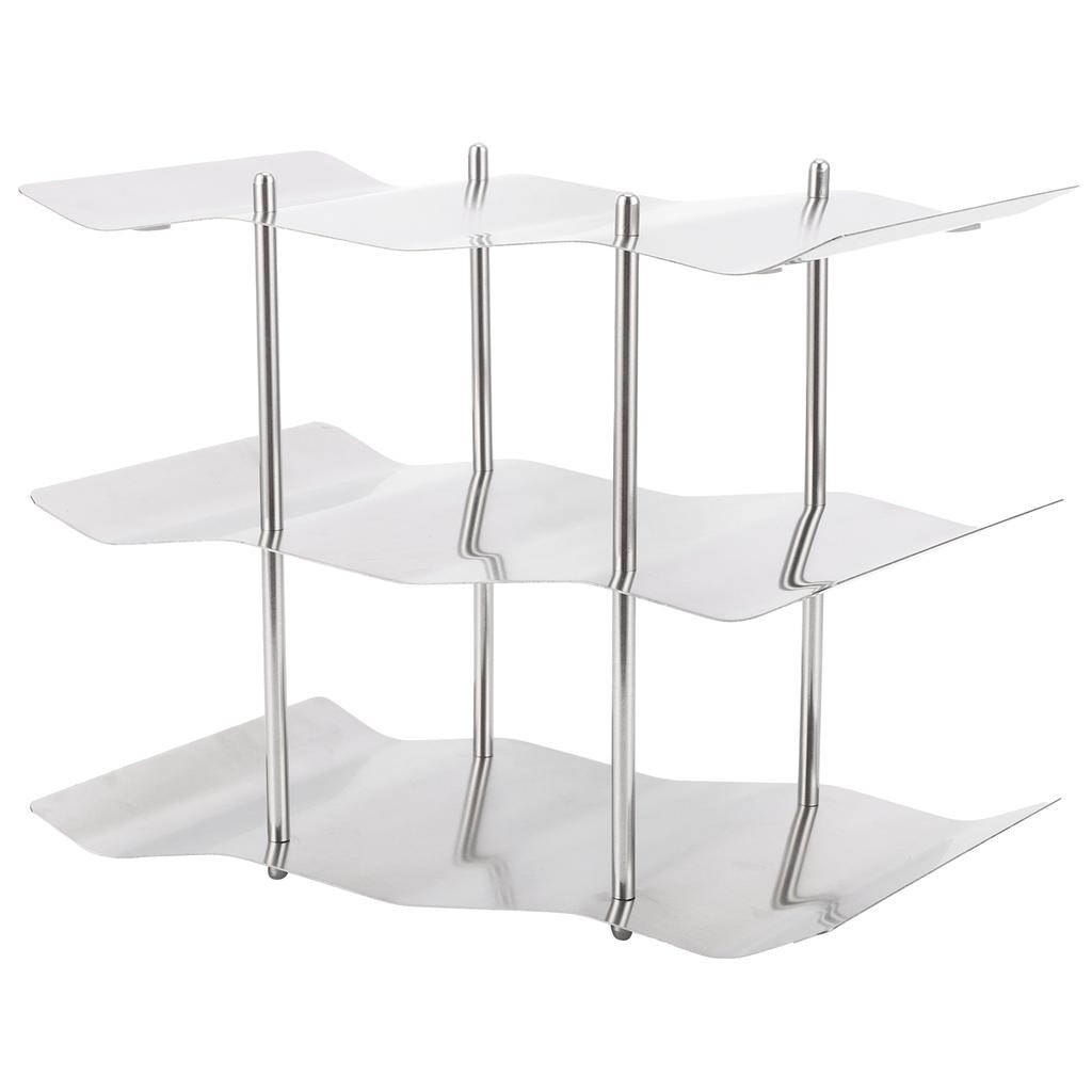 3‑Tier Stainless Steel Wine Rack Freestanding Wavy Wine Holder Display Shelf Kitchen Accessories