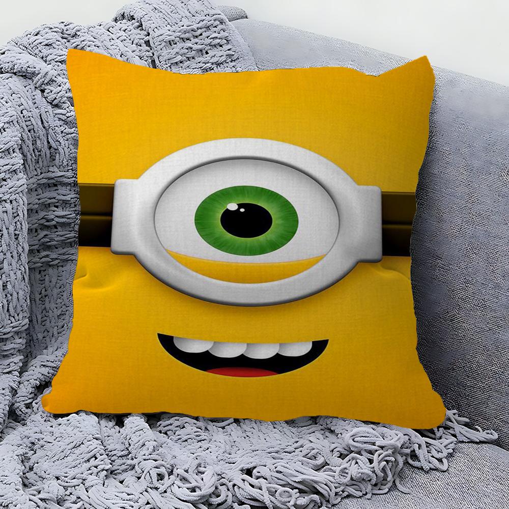 Almohada de Dibujos Animados-M-Minions Almohada de Anime Funda para Almohada de Sofá Cama Cabecero Funda para Cojín 45x45 Cm Moda