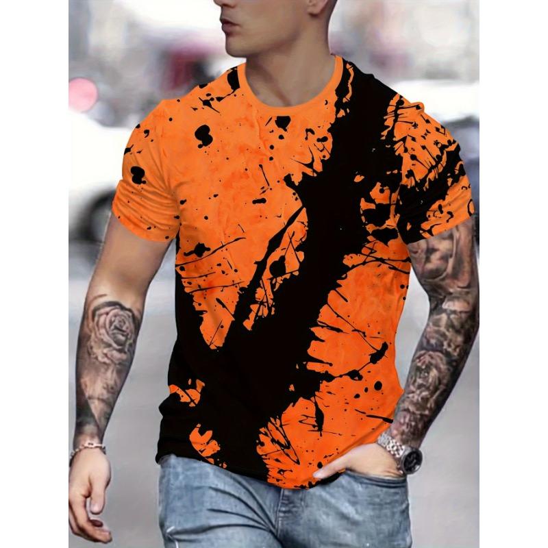 Kühles Abstraktes Splash T-Shirt Kühles Orange Schwarz Abstraktes Splash Design Herren Übergröße T-Shirt Herren Damen Shirts Kinder T-Shirt XL black