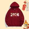 Unisex Red Velvet Hoodie - Year of the Horse 2026 Festive New Year Jacket for Teens