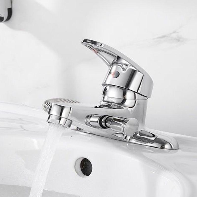 Zinc Alloy Two-Hole Bathroom Faucet Deck Mounted Ceramic Cartridge Cold Water Tap 10Cm Center Distance