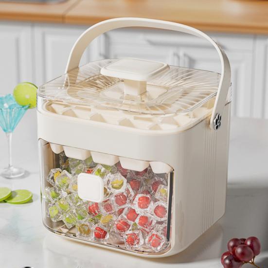 Ice Cube Mold 48 Grids Reusable Refrigerator Ice Maker Drawer Design Ice Tray Portable Easy Release Homemade Ice Making Tools Whiskey Cocktail Coffee