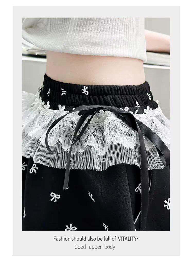 Girls' Quick-Dry Wide-Leg Ice Silk Pants with Bow Knot - Mosquito Repellent, Cool & Breathable Summer Casual Pants for 2026