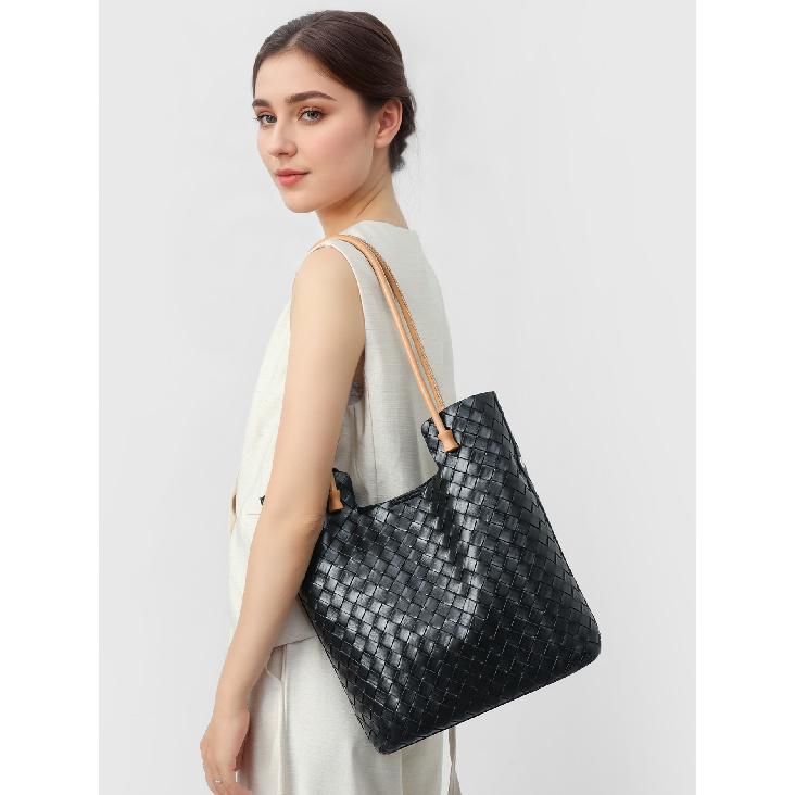 Tote Bag New Woven Handbag Large Cowhide Commuting Shoulder Bag for Women Large Capacity Genuine Leather Women's Bag