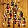 Indoor Christmas Fireplace Decorations Nutcracker Ornaments Durable Wooden Hanging Figurines Country Style Assorted Soldier Figures Decorations,