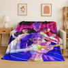 Kpop Demon Hunter Rumi Mira Zoey Cartoon Group Flannel Blanket Soft Warm Throw Blanket for Bedroom Living Room Bed Travel Gift