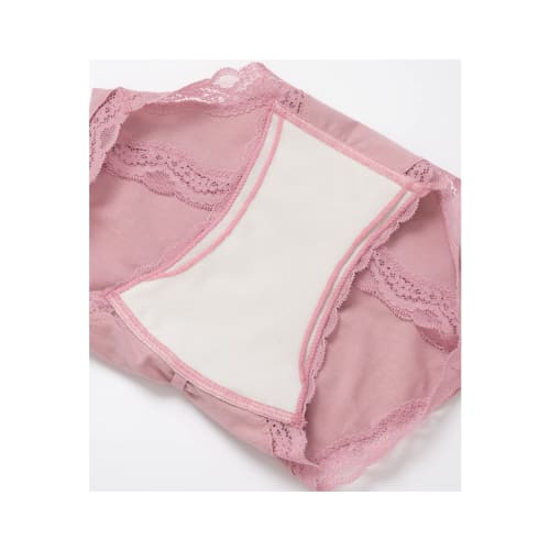 Peach John [Sanitary Shorts, Winged, Non-slip, Reduces Odors] Daily Lace Trim Sanitary Shorts, Black, Size L