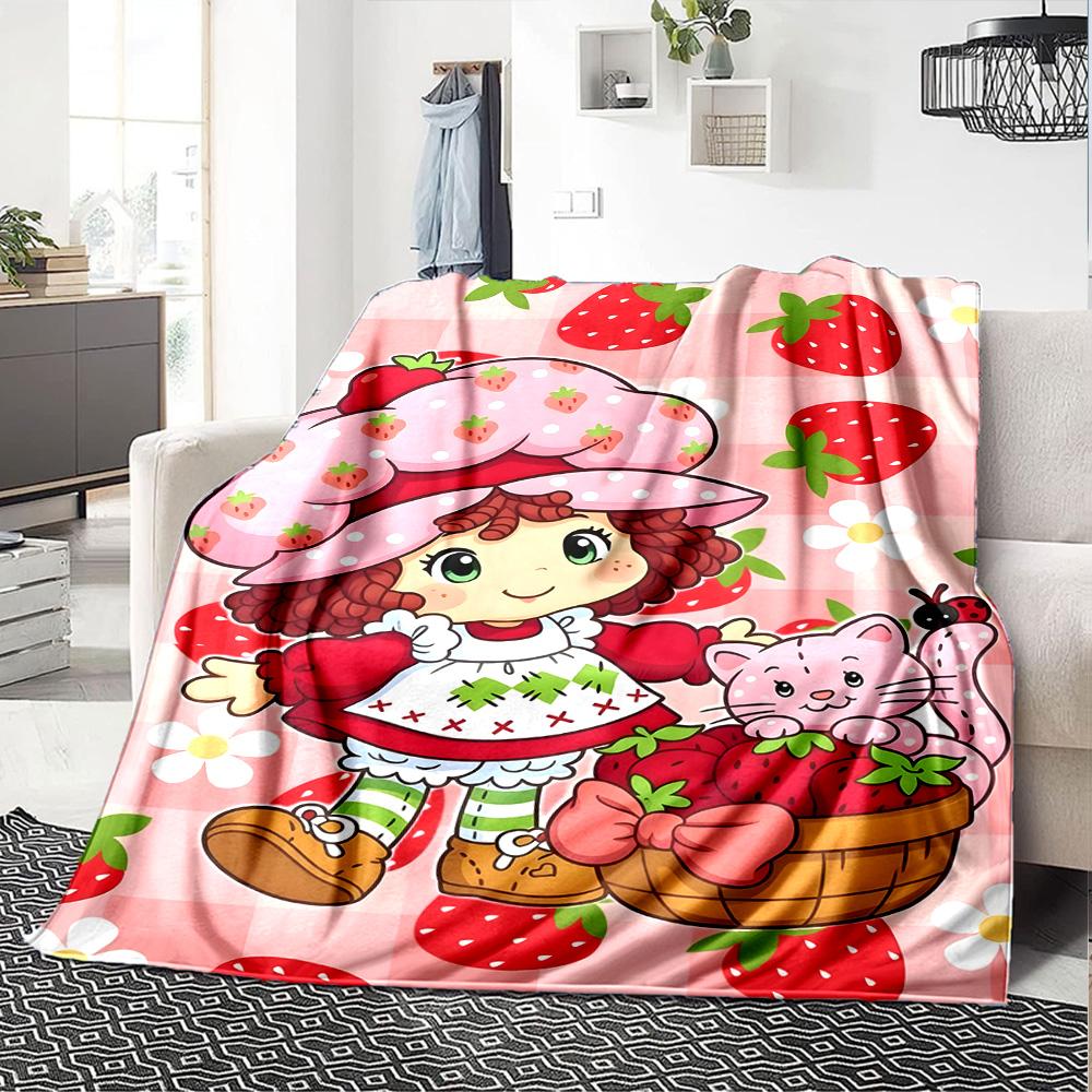 1pc Princess Strawberry13 Blanket, Gift, for Men and Women, Soft Blanket, Good for Sofa Bed Couch Travel, Lightweight Flannel Blanket