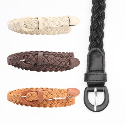 New Retro Style Women's Wax Rope Braided Belt PU Iron Buckle Fashionable Versatile Shirt Dress Decorative Belt