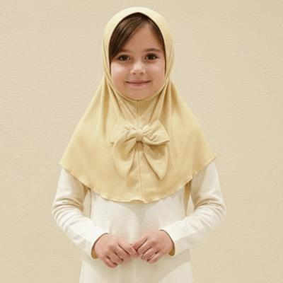 Atmungsaktiver Sofort-Hijab für Kinder, elastische Kinnstütze, Turban im ethnischen Stil, Gebetskleidung für Kleinkinder
